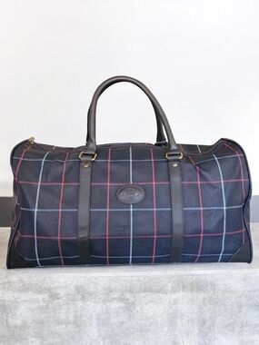 Burberry Vintage Plaid Blue Duffel Bag
